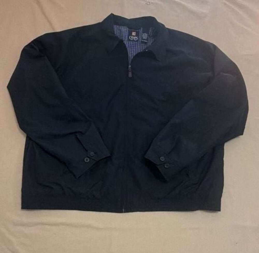 Chaps Men's Navy Blue Full Zip Casual Plaid Lined Jacket Size XXL